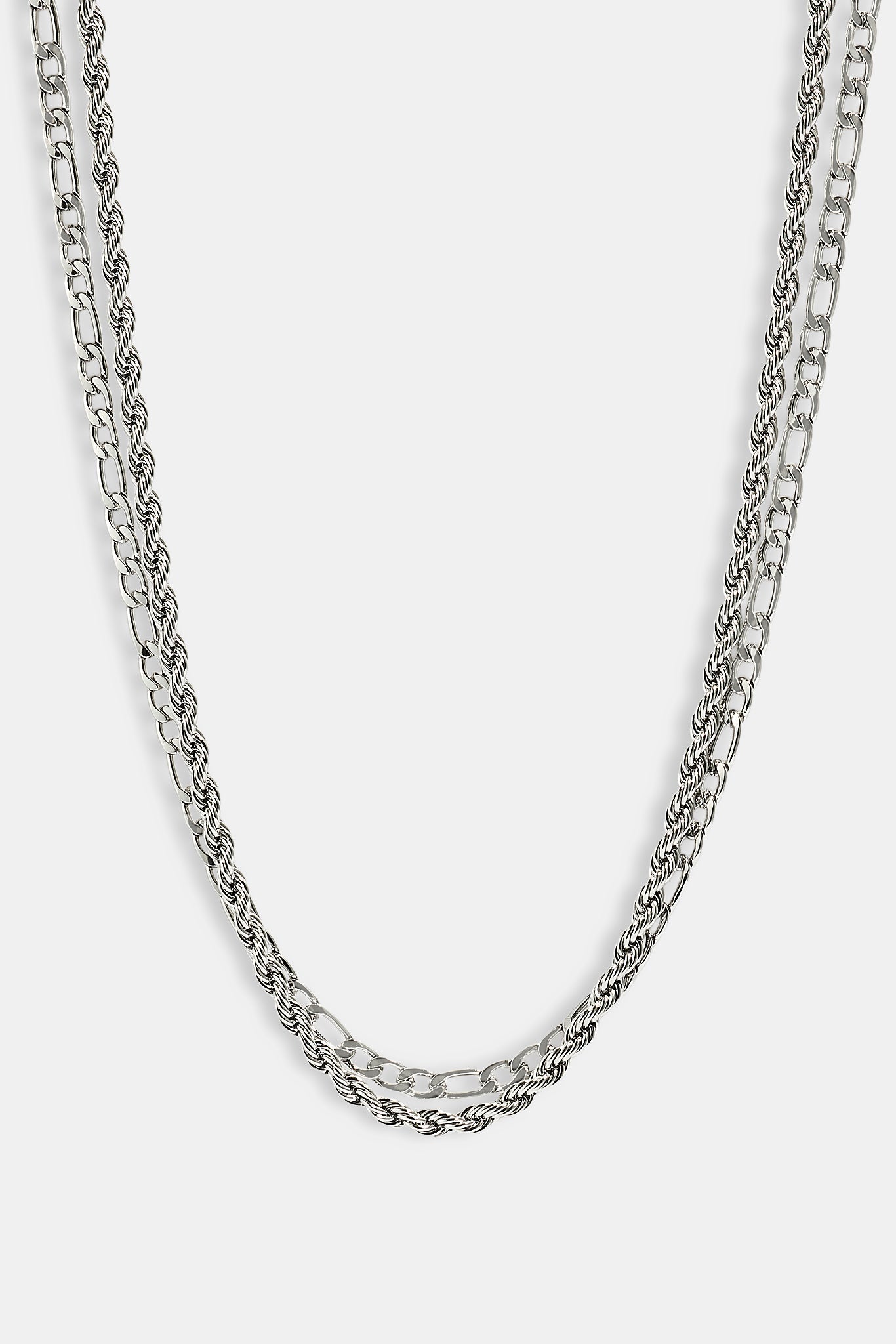 Double Rope & Figaro Chain - 5mm - White